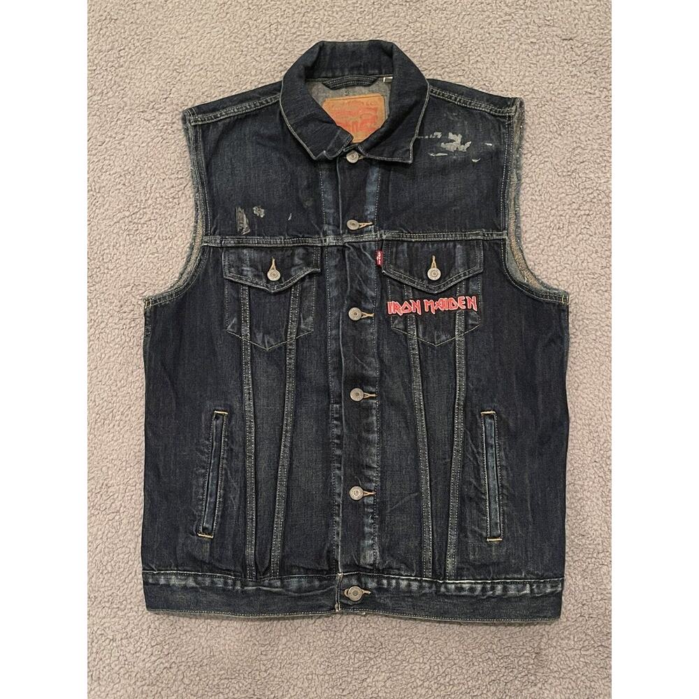 Vintage Levi’s Denim Vest Iron maiden Killers 80s 90s Y2k Heavy metal Rocker Roc